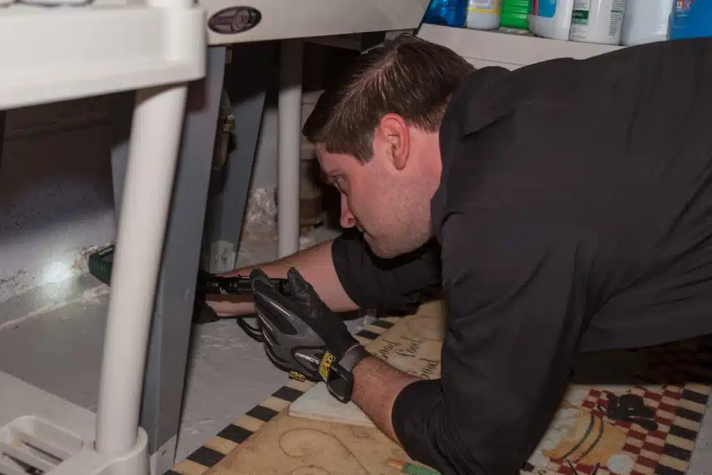 Inspection being perform ed in home